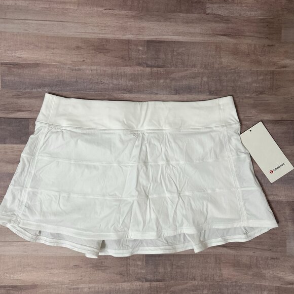 LULULEMON PACE RIVAL MR SKIRT *REGULAR LENGTH IN WHITE SZ 12 NWT - Picture 1 of 4
